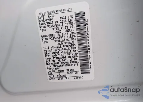 2013 Nissan Rogue Sv W/Sl Pkg из США, поврежденный, VIN JN8AS5MT0DW001415